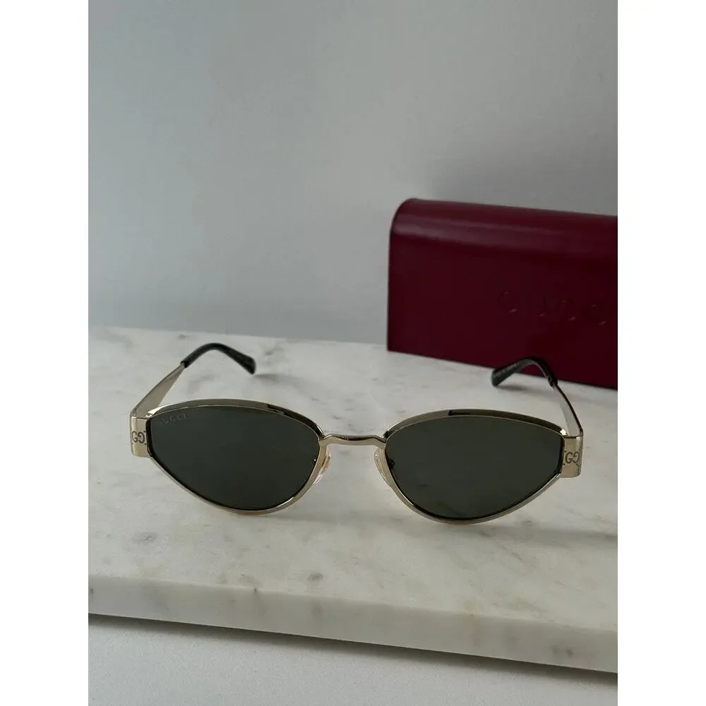 NEW Gucci GG1853S Gold Metal Cat Eye Logo Sunglasses $610